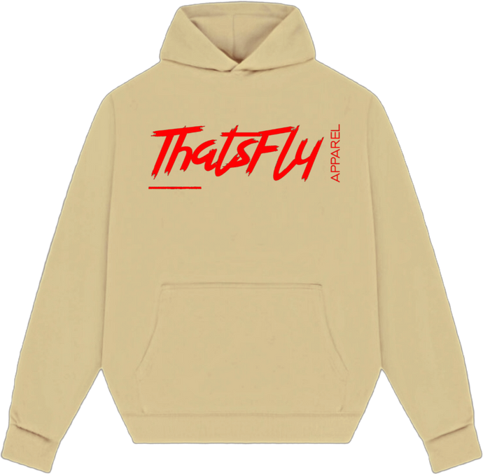 ThatsFly Apparel® Logo Oversized Hoodie Khaki/Red